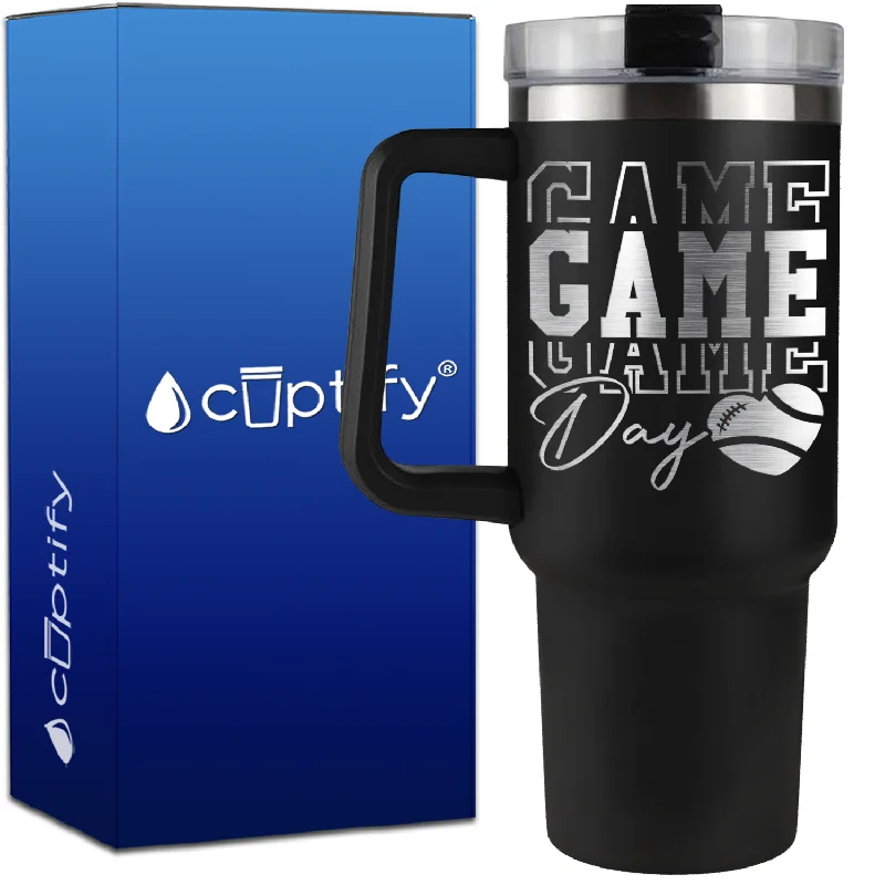 Game Game Game Day Football on 40oz Football Traveler Mug