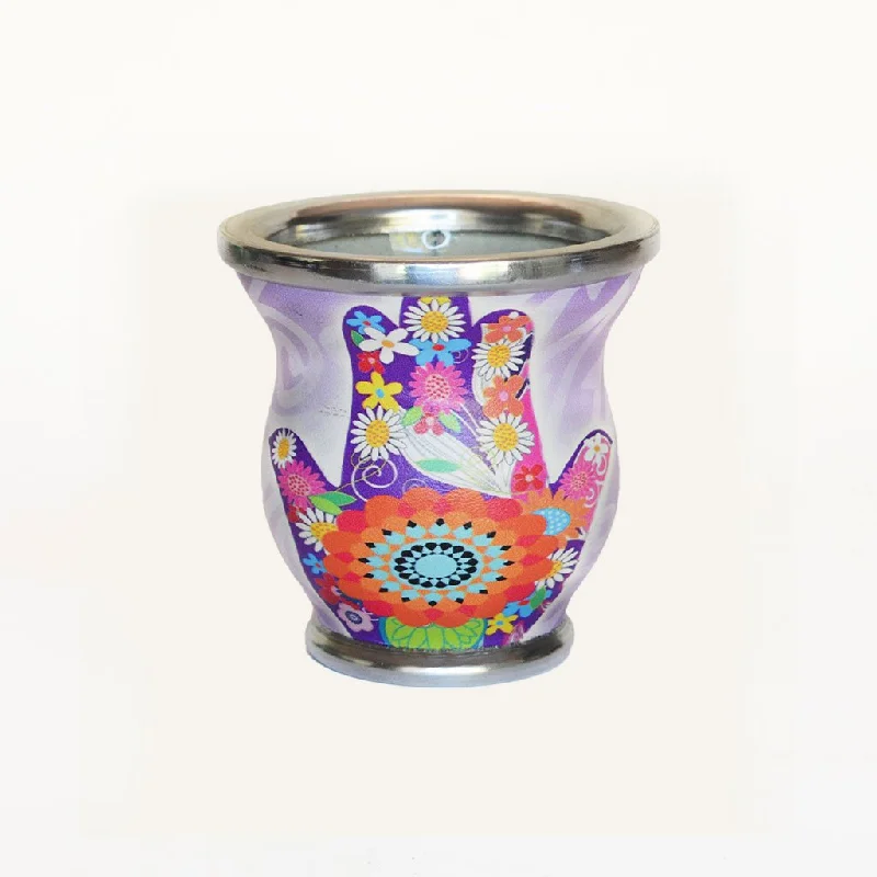 Floral Hamsa Yerba Mate Glass Mate Cup