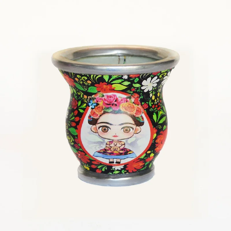 Large Face Floral Frida Kahlo Glass Mate Cup