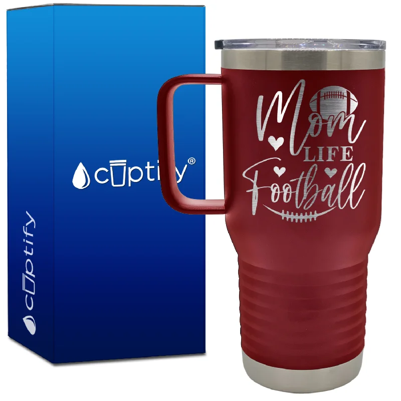 Mom Life Football 20oz Football Travel Mug