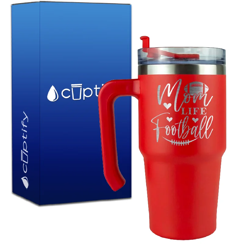 Mom Life Football on 20oz Football Travel Mug