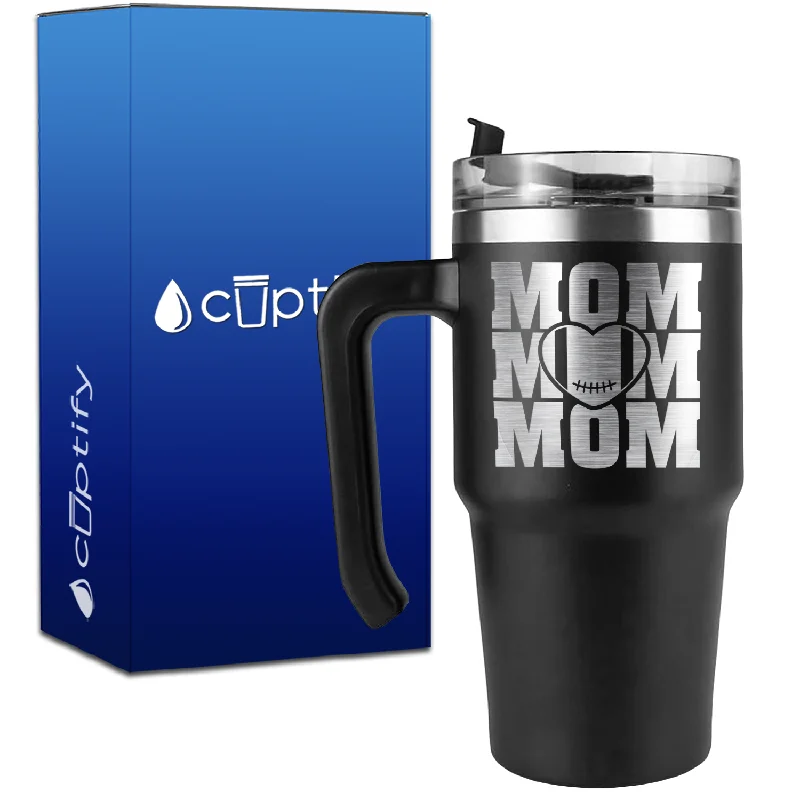 Mom Mom Mom Football on 20oz Football Travel Mug