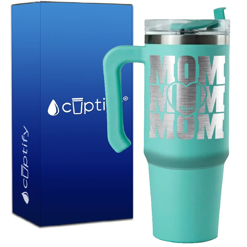 Mom Mom Mom Football on 30oz Football Travel Mug