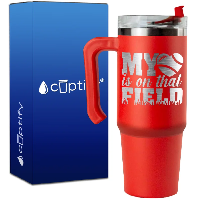 My Heart is on That Field Football on 30oz Football Travel Mug