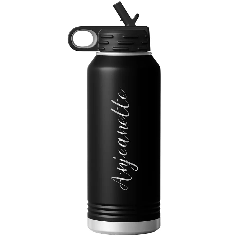 Personalized Black 32oz Engraved Sport Water Bottle