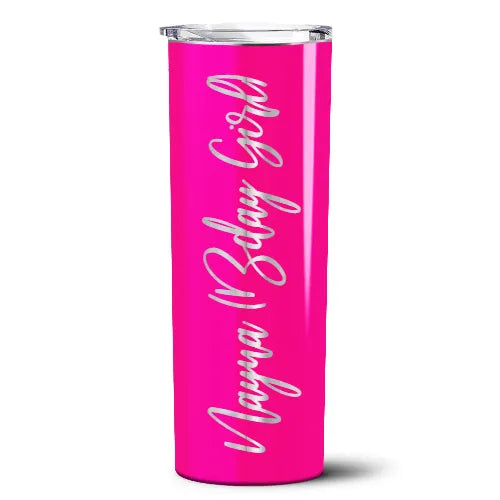 Personalized Hot Pink Gloss Skinny Tumbler