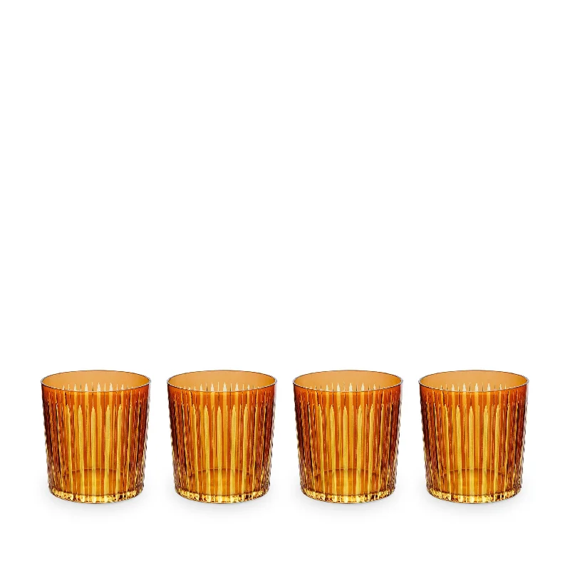 Prism Double Old Fashioned Glasses - Amber  (Set of 4)