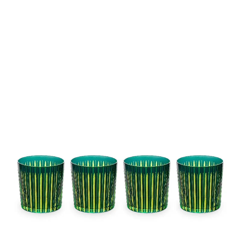 Prism Double Old Fashioned Glasses - Green (Set of 4)