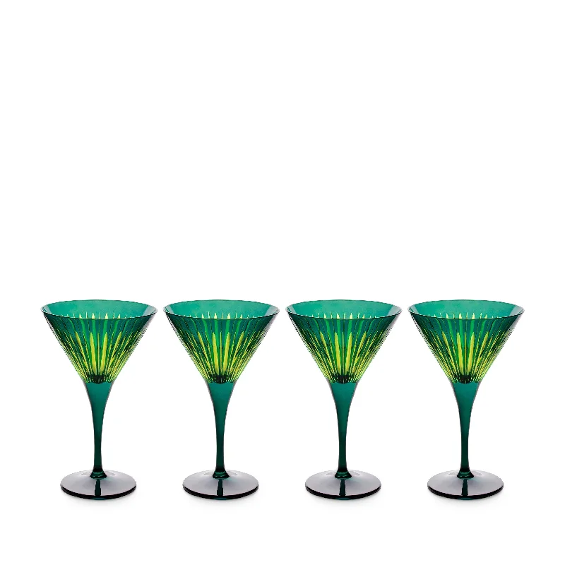 Prism Martini Glasses - Green (Set of 4)