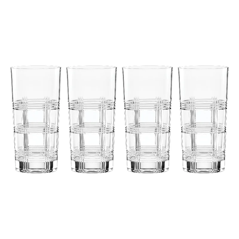 Hudson Crystal Highball Glasses, Set of 4