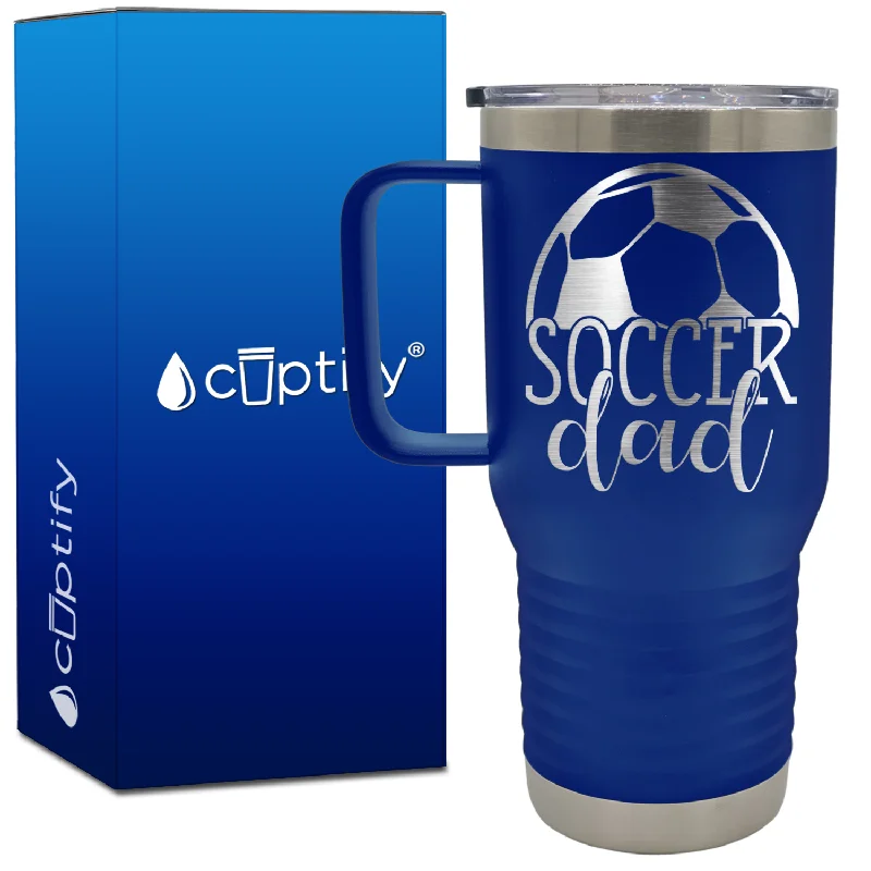 Soccer Dad with Ball on Top 20oz Soccer Travel Mug