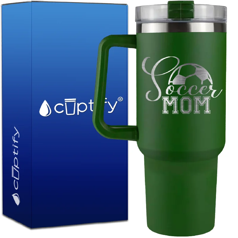 Soccer Mom with Ball on 40oz Soccer Traveler Mug