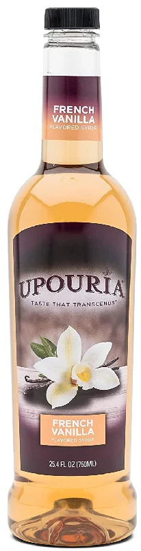 Upouria French Vanilla Coffee Syrup Flavoring, 100% Vegan, Gluten Free, Kosher, 750 mL Bottle - Pump Sold Separately