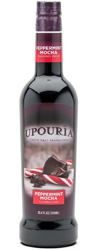 Upouria Peppermint Mocha Coffee Syrup Flavoring, 100% Vegan, Gluten-Free, Kosher, 750 mL Bottle - Pump Sold Separately