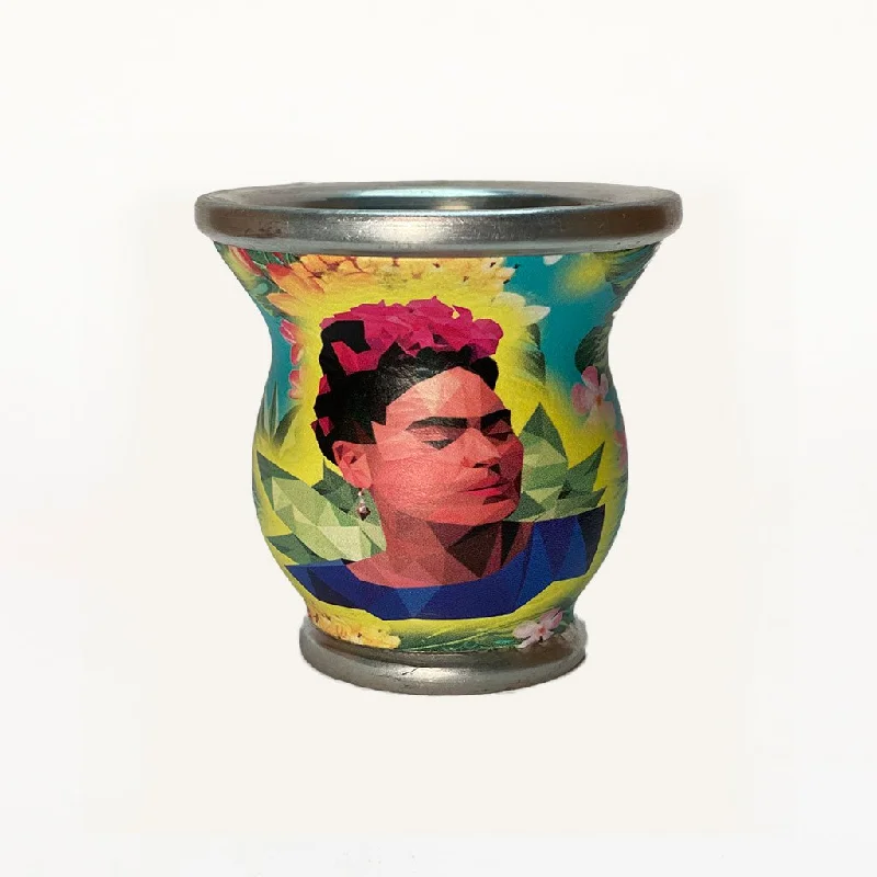 Vibrant Geometric Frida Kahlo Glass Mate Cup