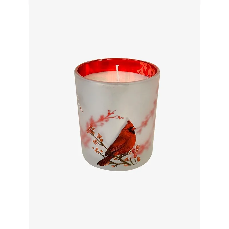 10oz Mercury Glass Winter Cardinal Candle