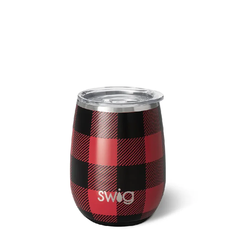 SWIG - 14 oz Stemless Wine Cup, Buffalo Plaid